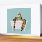 Sea Turtle in Bathtub in Blue Wall Mural Gallery Image 2