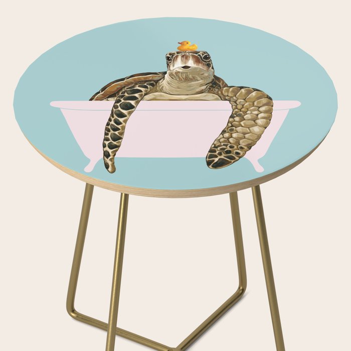 Sea Turtle in Bathtub in Blue Side Table Gallery Image 2