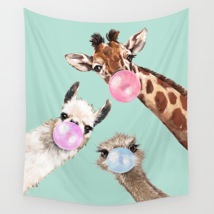 Bubble Gum Gang in Green Wall Tapestry Gallery Image 1