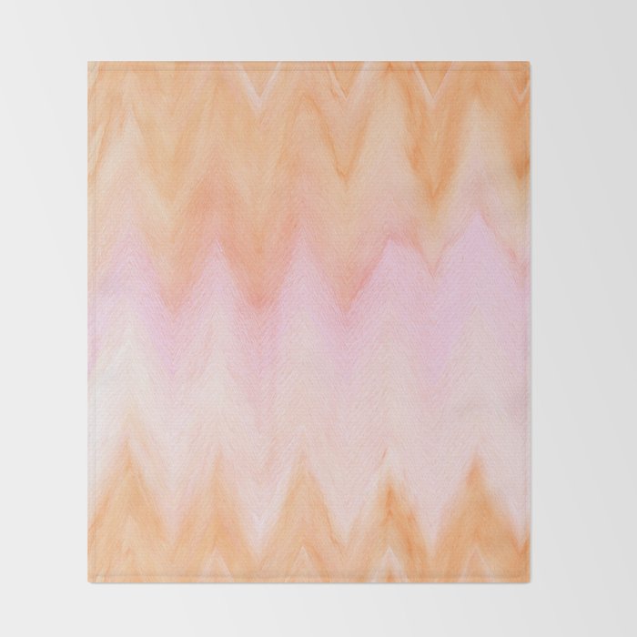 Blush pink orange watercolor hand painted ombre ikat Throw Blanket Gallery Image 2