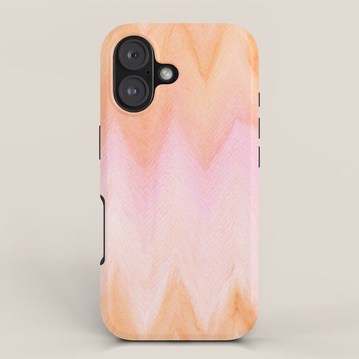 Blush pink orange watercolor hand painted ombre ikat iPhone Case Gallery Image 1