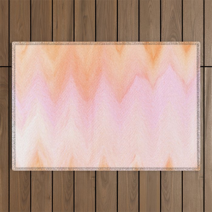 Blush pink orange watercolor hand painted ombre ikat Outdoor Rug Gallery Image 1