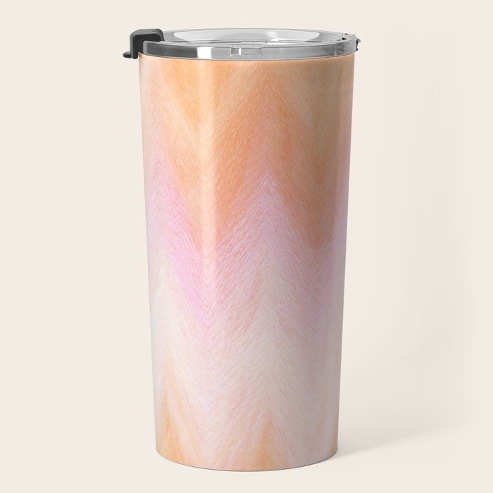 Blush pink orange watercolor hand painted ombre ikat Travel Mug Gallery Image 3