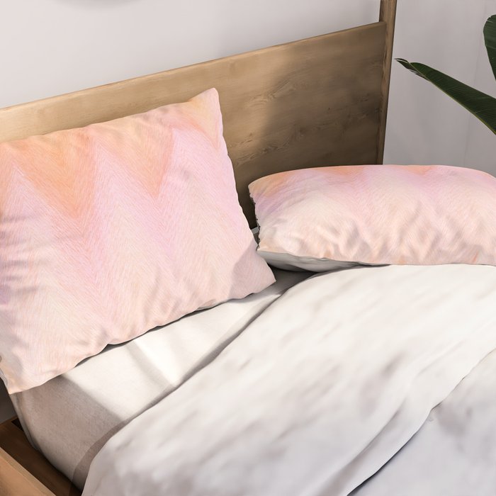 Blush pink orange watercolor hand painted ombre ikat Pillow Sham Gallery Image 2
