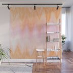 Blush pink orange watercolor hand painted ombre ikat Wall Mural Gallery Image 1