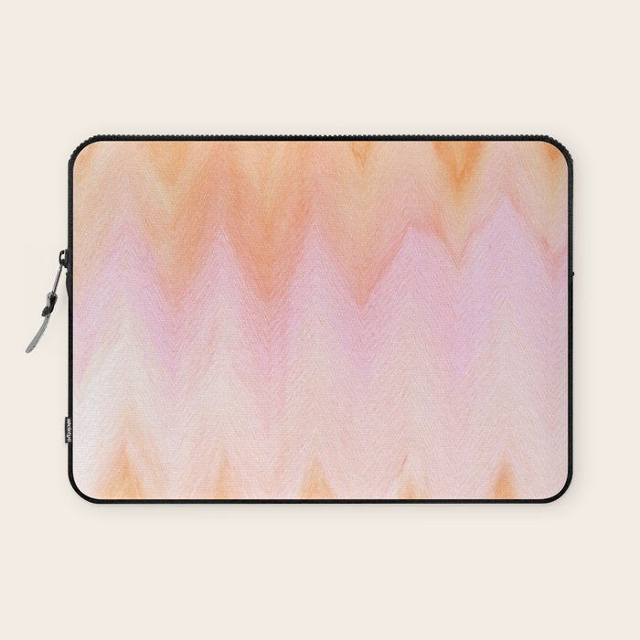 Blush pink orange watercolor hand painted ombre ikat Laptop Sleeve Gallery Image 1