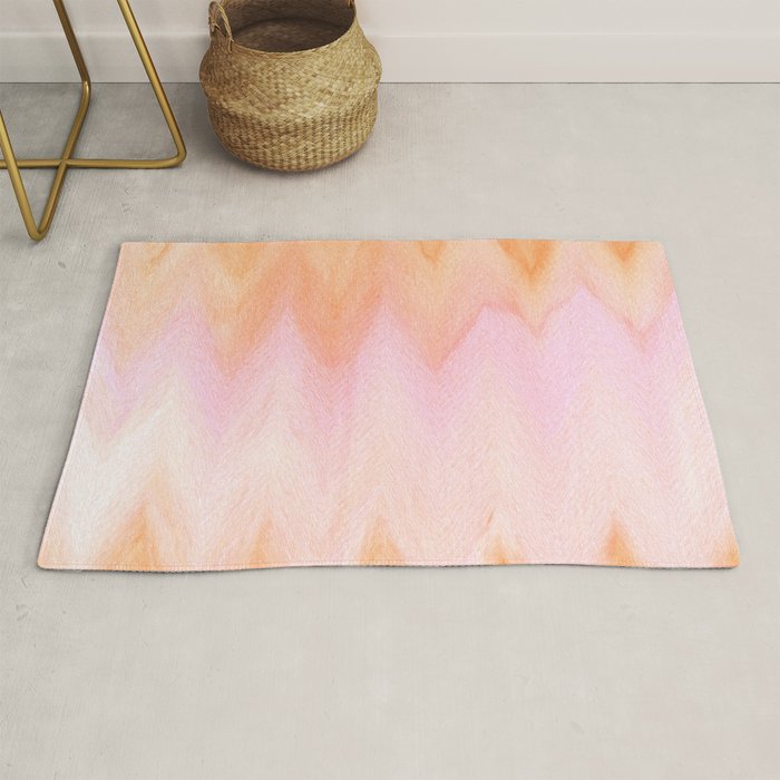 Blush pink orange watercolor hand painted ombre ikat Rug Gallery Image 1