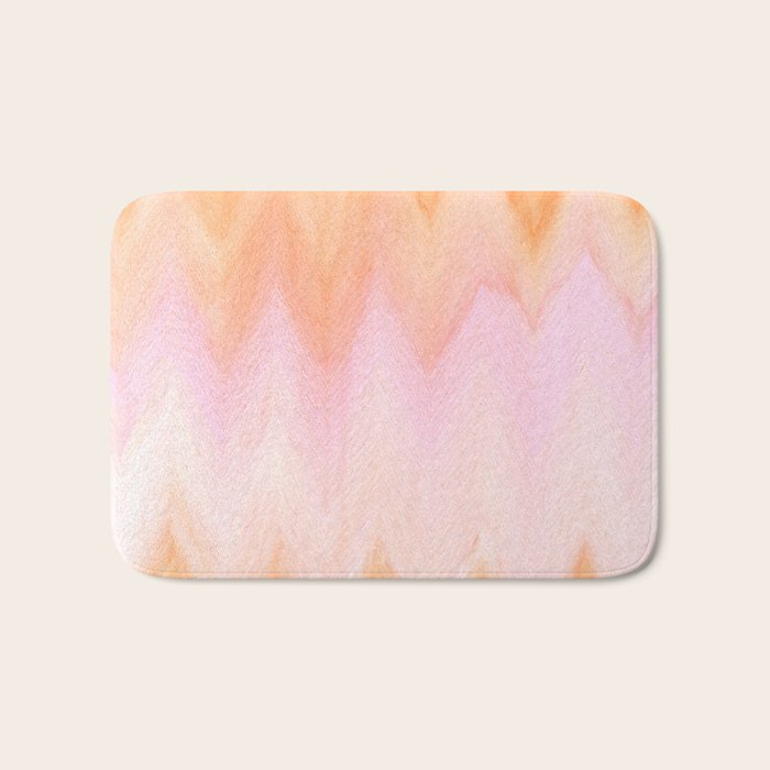 Blush pink orange watercolor hand painted ombre ikat Bath Mat Gallery Image 1