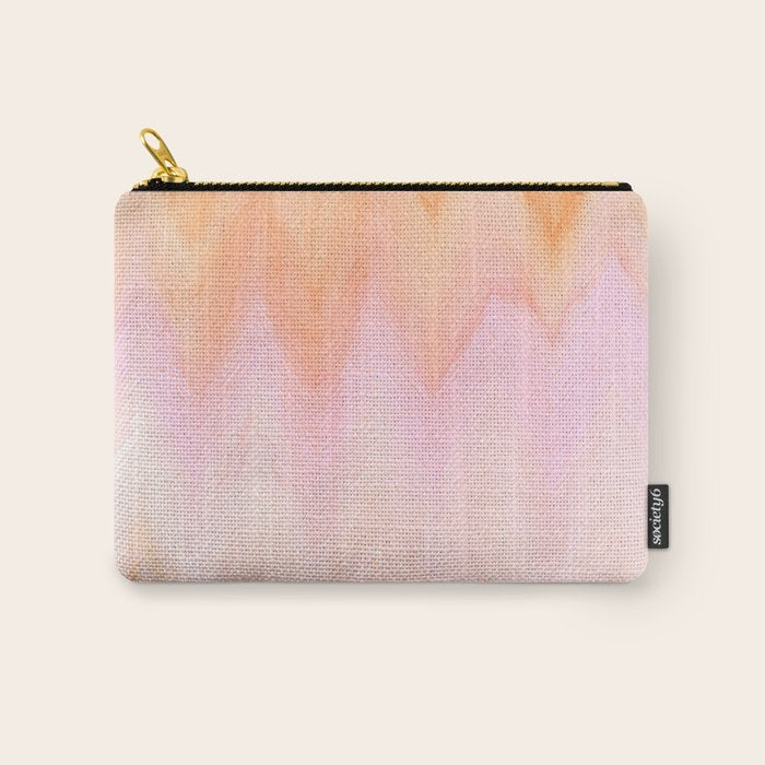 Blush pink orange watercolor hand painted ombre ikat Carry All Pouch Gallery Image 1