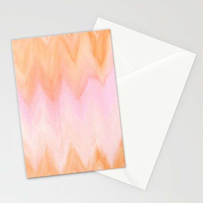 Blush pink orange watercolor hand painted ombre ikat Stationery Card Gallery Image 2