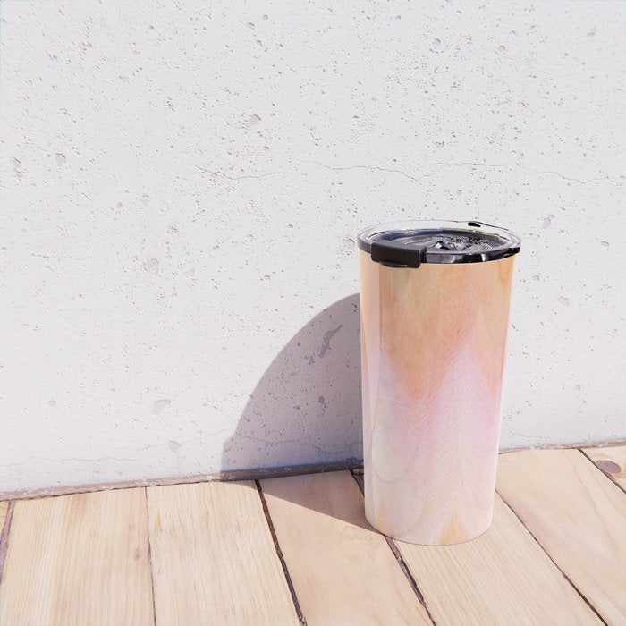 Blush pink orange watercolor hand painted ombre ikat Travel Mug Gallery Image 4