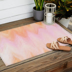 Blush pink orange watercolor hand painted ombre ikat Outdoor Rug Gallery Image 2