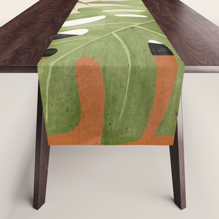 Abstract Art Tropical Leaves 21 Table Runner Gallery Image 1