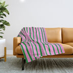 Green and Pink Brush Stroke Stripes Throw Blanket Gallery Image 1
