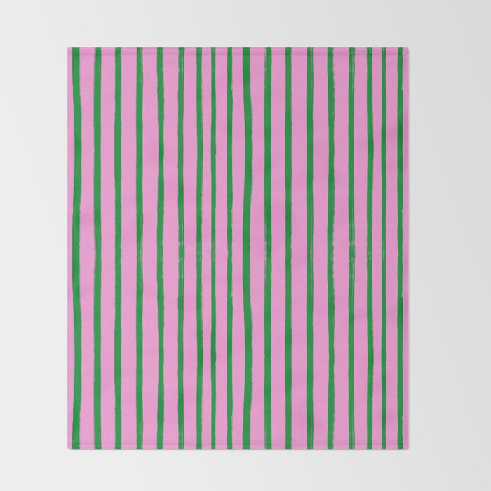 Green and Pink Brush Stroke Stripes Throw Blanket Gallery Image 2
