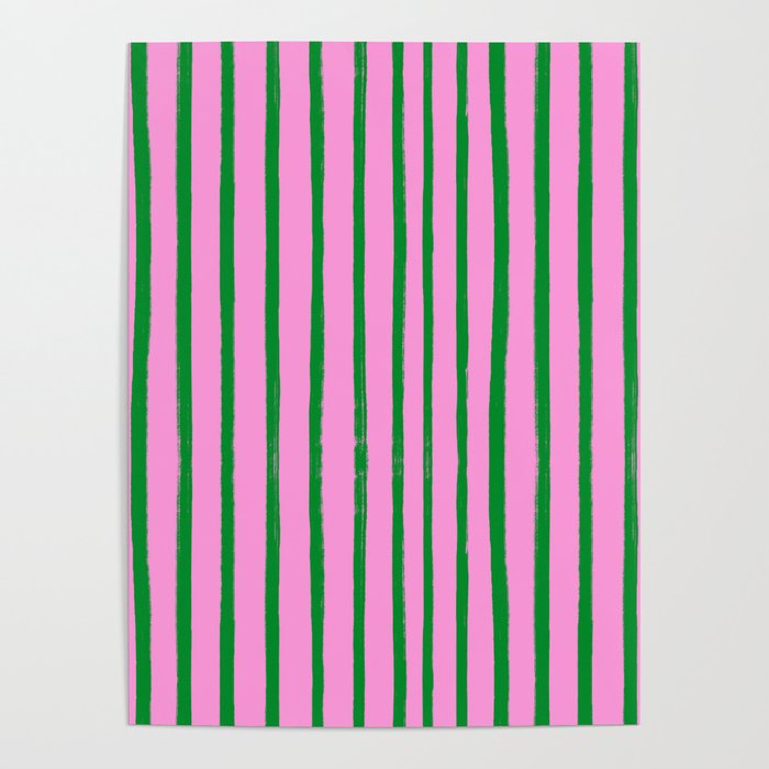 Green and Pink Brush Stroke Stripes Poster Gallery Image 4