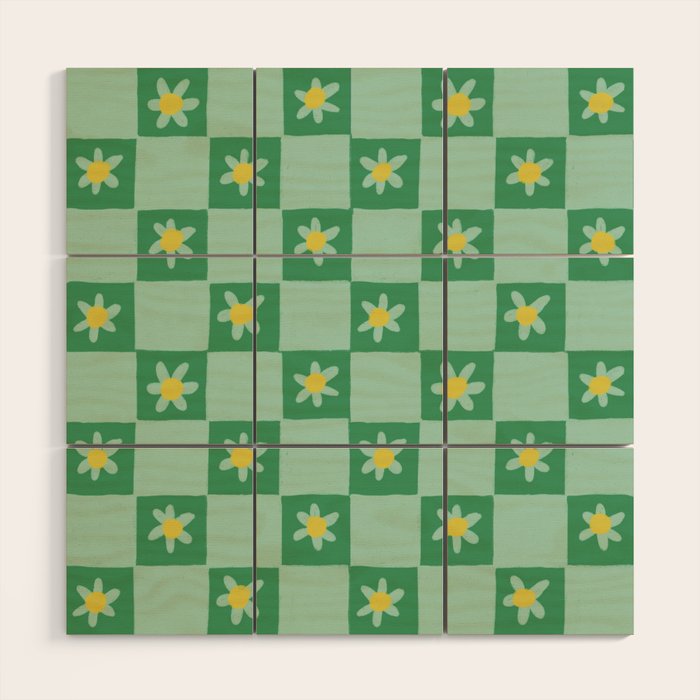 Green checkerboard Wood Wall Art Gallery Image 1