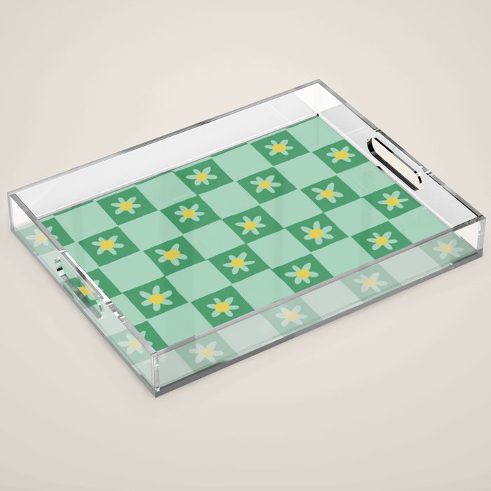 Green checkerboard Acrylic Tray Gallery Image 1