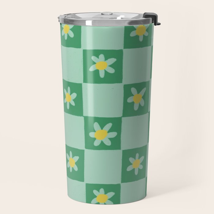 Green checkerboard Travel Mug Gallery Image 2