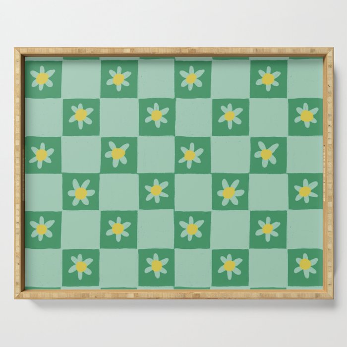 Green checkerboard Serving Tray Gallery Image 1