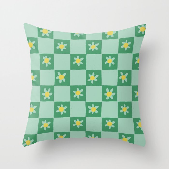 Green checkerboard Throw Pillow Gallery Image 1