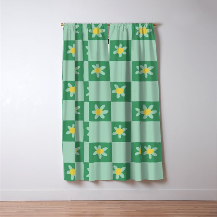 Green checkerboard Window Curtain Gallery Image 3