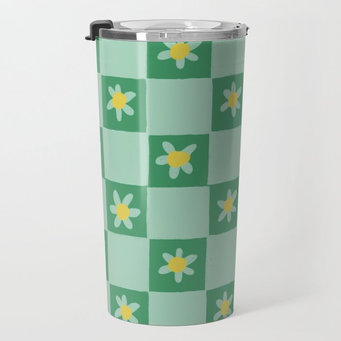 Green checkerboard Travel Mug Gallery Image 3