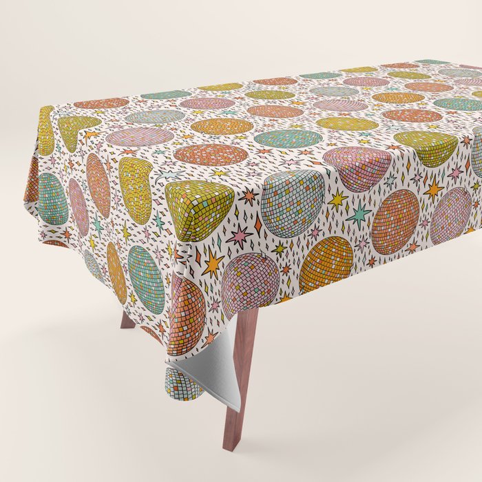 Rainbow Disco Ball Print Tablecloth Gallery Image 1