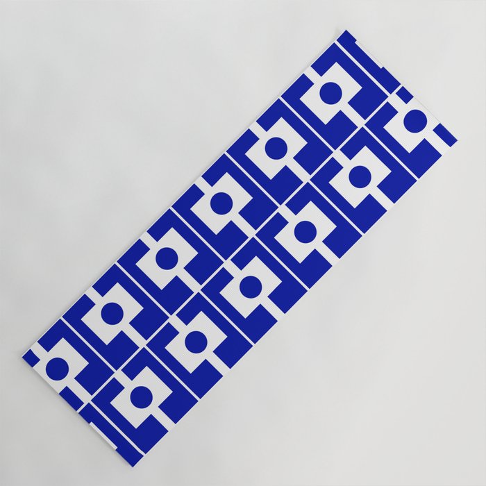 Blue Geometric Mid Century Modern Rektangel Pattern Yoga Mat Gallery Image 1