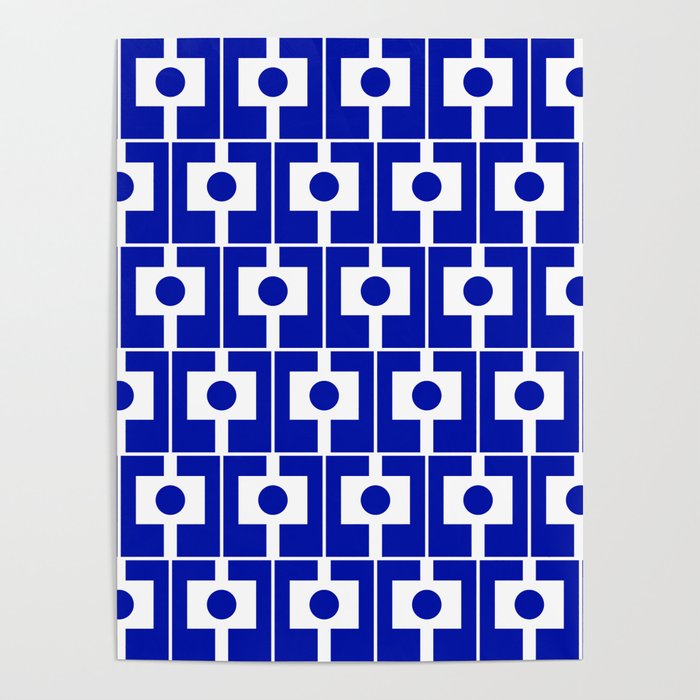 Blue Geometric Mid Century Modern Rektangel Pattern Poster Gallery Image 4