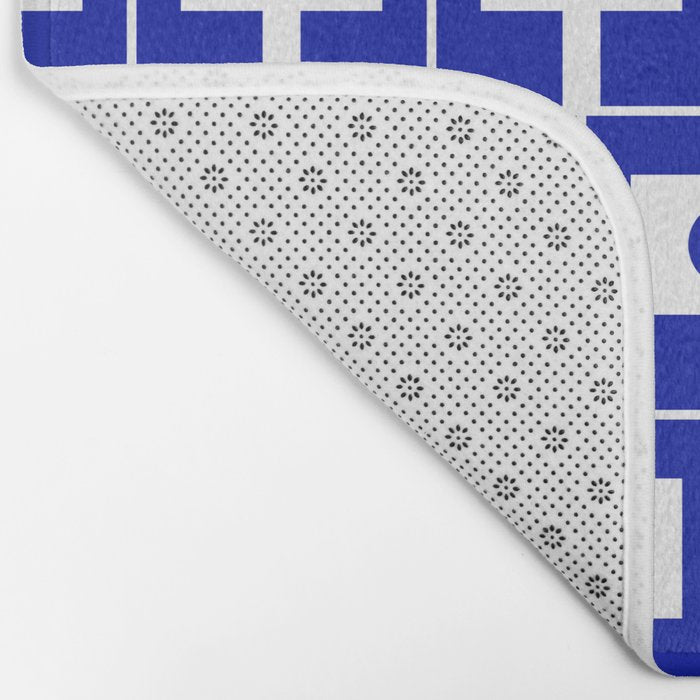 Blue Geometric Mid Century Modern Rektangel Pattern Bath Mat Gallery Image 2