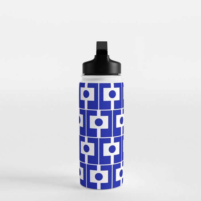 Blue Geometric Mid Century Modern Rektangel Pattern Water Bottle Gallery Image 3