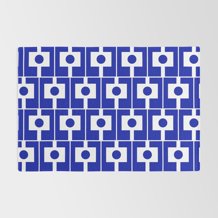 Blue Geometric Mid Century Modern Rektangel Pattern Rug Gallery Image 2