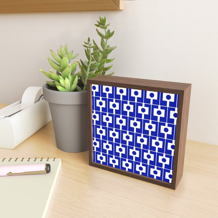 Blue Geometric Mid Century Modern Rektangel Pattern Mini Art Print Gallery Image 2