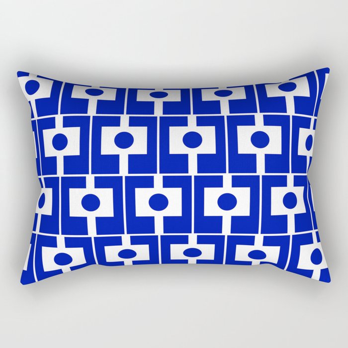 Blue Geometric Mid Century Modern Rektangel Pattern Rectangular Pillow Gallery Image 1