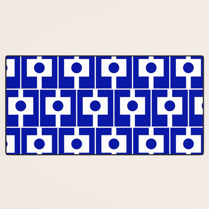 Blue Geometric Mid Century Modern Rektangel Pattern Desk Mat Gallery Image 3