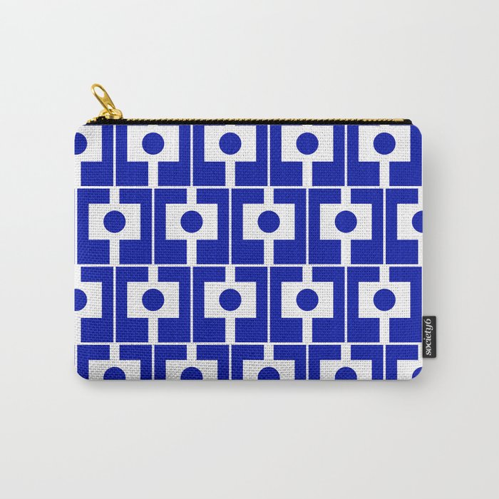 Blue Geometric Mid Century Modern Rektangel Pattern Carry All Pouch Gallery Image 1