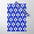 Blue Geometric Mid Century Modern Rektangel Pattern Wrapping Paper Gallery Image 1
