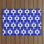 Blue Geometric Mid Century Modern Rektangel Pattern Outdoor Rug Gallery Image 1