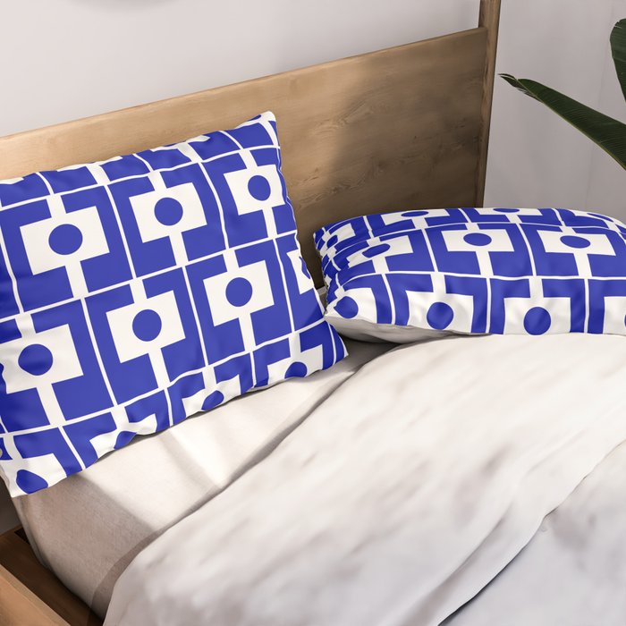 Blue Geometric Mid Century Modern Rektangel Pattern Pillow Sham Gallery Image 2