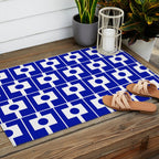 Blue Geometric Mid Century Modern Rektangel Pattern Outdoor Rug Gallery Image 2