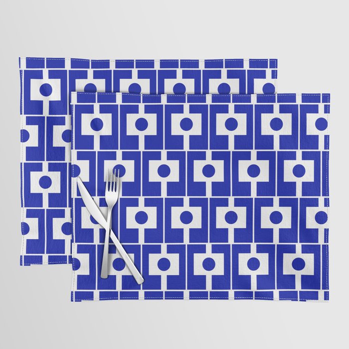 Blue Geometric Mid Century Modern Rektangel Pattern Placemat Gallery Image 1