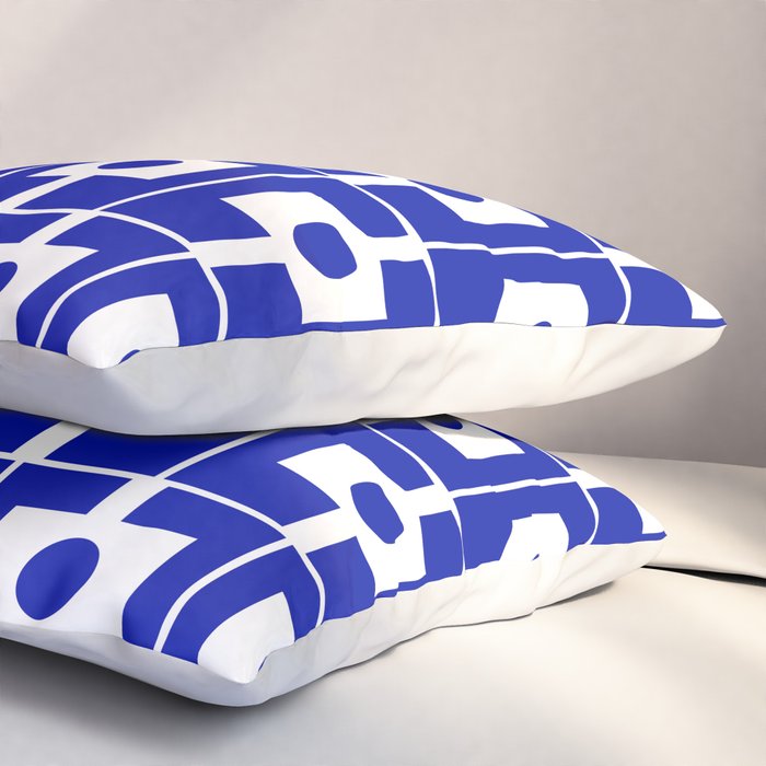 Blue Geometric Mid Century Modern Rektangel Pattern Pillow Sham Gallery Image 3