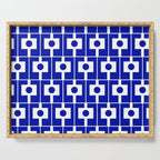 Blue Geometric Mid Century Modern Rektangel Pattern Serving Tray Gallery Image 1