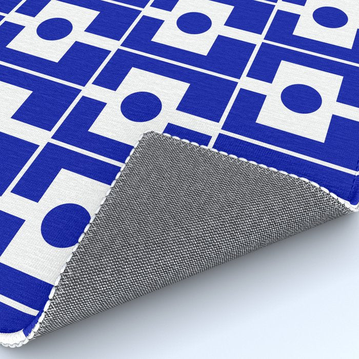 Blue Geometric Mid Century Modern Rektangel Pattern Rug Gallery Image 4