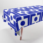 Blue Geometric Mid Century Modern Rektangel Pattern Tablecloth Gallery Image 1
