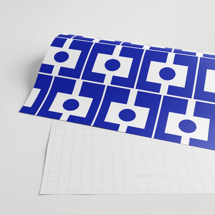 Blue Geometric Mid Century Modern Rektangel Pattern Wrapping Paper Gallery Image 2