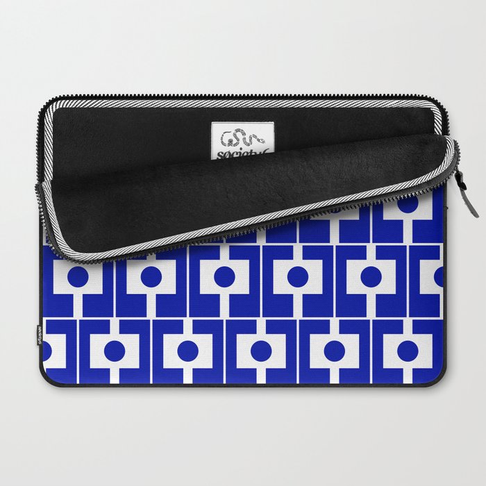 Blue Geometric Mid Century Modern Rektangel Pattern Laptop Sleeve Gallery Image 2