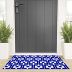 Blue Geometric Mid Century Modern Rektangel Pattern Welcome Mat Gallery Image 3