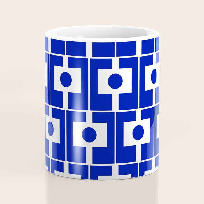 Blue Geometric Mid Century Modern Rektangel Pattern Coffee Mug Gallery Image 4